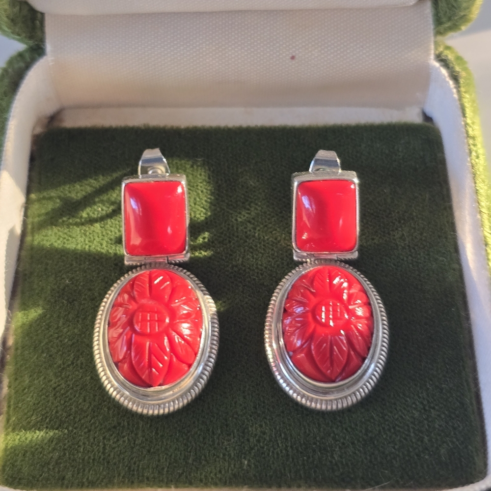 Genuine Coral Earrings